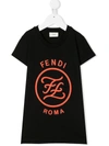 Fendi Kids' Karligraphy Print T-shirt Dress In Black