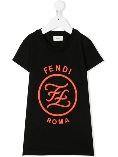 Fendi Kids' Karligraphy Print T-shirt Dress In Black