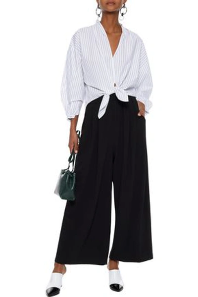 Tome Pleated Crepe Wide-leg Pants In Charcoal