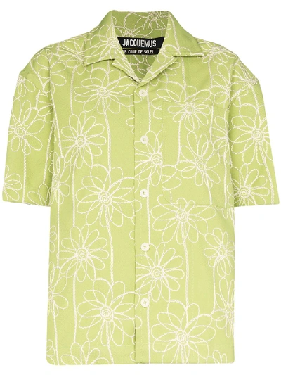 Jacquemus La Chemise Jean Embroidered Shirt In Green