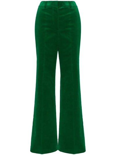 Victoria Beckham High-waist Velvet Trousers In Green