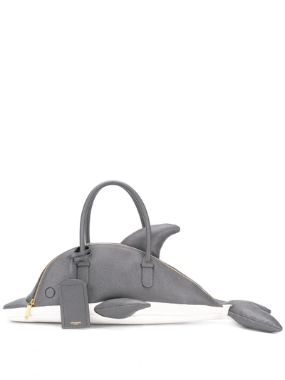 Thom Browne Dolphin Tote Bag In Grey