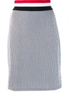 Thom Browne Rwb Waistband Seersucker Skirt In Blue