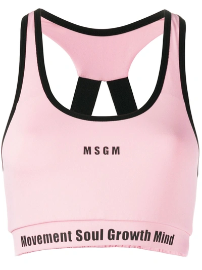 Msgm Logo-print Sports Bra In Pink