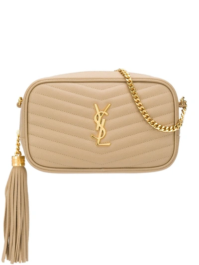 Saint Laurent Lou Logo-plaque Shoulder Bag In Neutrals