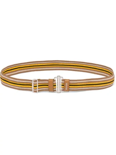 Prada Striped Buckle Belt In Brown