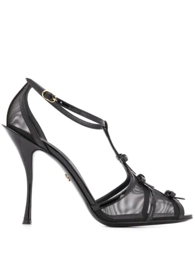 Dolce & Gabbana Bette T-strap Mesh Heels In Black