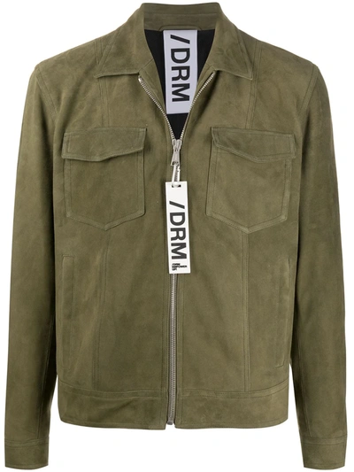 Drome Suede Shirt Jacket In Green