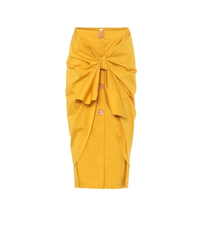 Johanna Ortiz Fresh Lemon Wrap-front Cotton Midi Skirt In Yellow