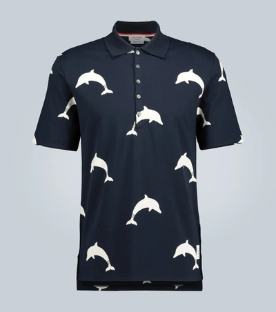 Thom Browne Dolphin Polo衫 In Blue