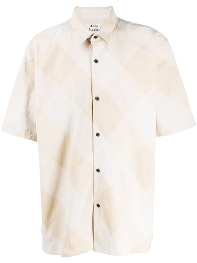 Acne Studios Diagonal-stripe Short-sleeve Shirt In Neutrals