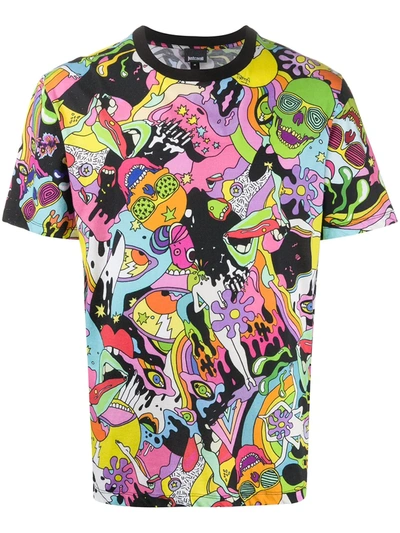 Just Cavalli Abstract-print Crew-neck T-shirt In Black