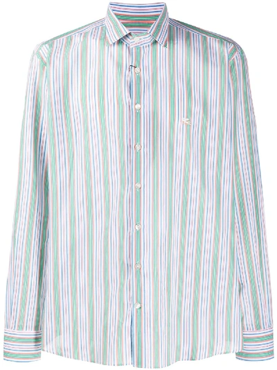 Etro Cotton Striped Shirt In Green