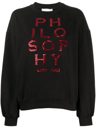 Philosophy Di Lorenzo Serafini Sequin-embroidered Branded Sweatshirt In Black (black)