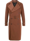 Hevo Double-breasted Belted Trench Coat In Neutrals