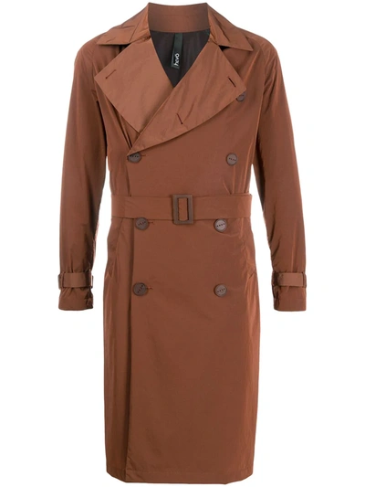 Hevo Double-breasted Belted Trench Coat In Neutrals