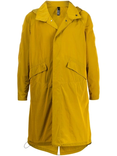 Hevo Relaxed-fit Hooded Trench Coat In Yellow