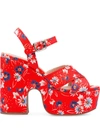 Miu Miu Bouquet Gabardine Sandals In Red