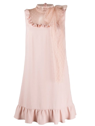 Red Valentino Point D'esprit Panel Sleeveless Dress In Pink