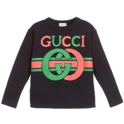 Gucci Kids' Blue Felted Cotton Sweatshirt