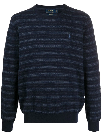 Ralph Lauren Intarsia-knit Branded Jumper In Blue