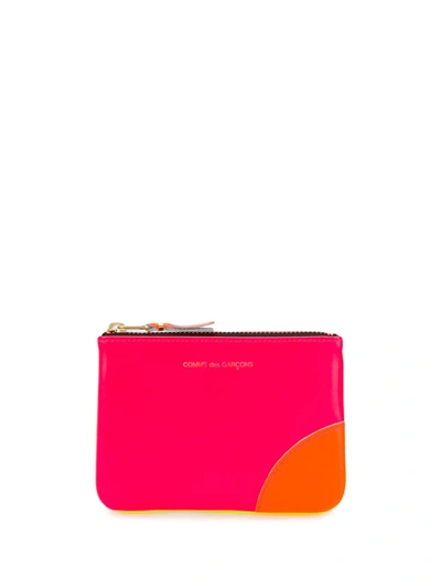 Comme Des Garçons Colour-block Zipped Wallet In Pink