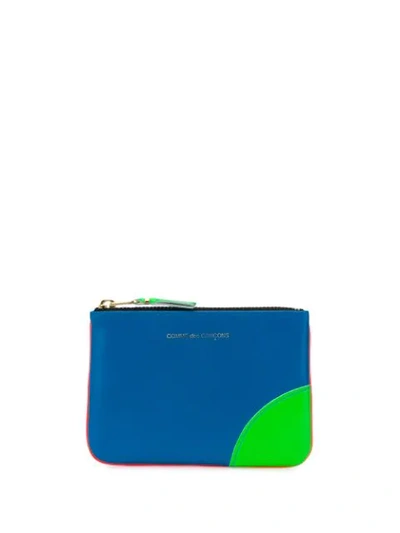 Comme Des Garçons Colour-block Zipped Wallet In Blue