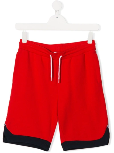Little Marc Jacobs Teen Logo Side Panel Track Shorts In Red