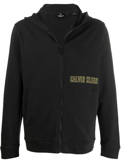 Calvin Klein Logo Print Hoodie In Black