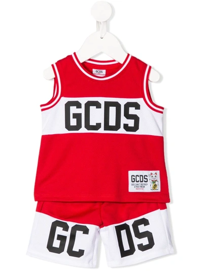 Gcds Babies' Two-tone Logo-print Tracksuit In White