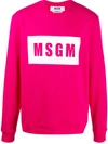 Msgm Logo Print Crew Neck Sweatshirt In Pink