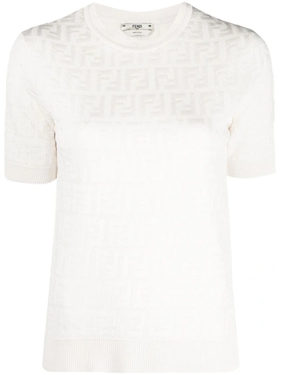 Fendi High-neck Short-sleeve Jumper In White