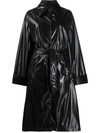 Mm6 Maison Margiela Leather-look Patent Trench Coat In Black