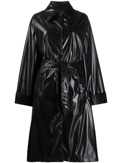 Mm6 Maison Margiela Leather-look Patent Trench Coat In Black