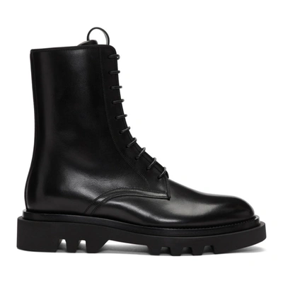 Givenchy Black Leather Combat Lace-up Boots