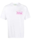 Aries Short-sleeved Logo Print T-shirt In White,fuchsia