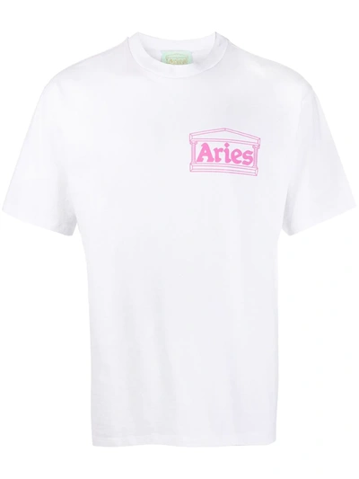 Aries Short-sleeved Logo Print T-shirt In White