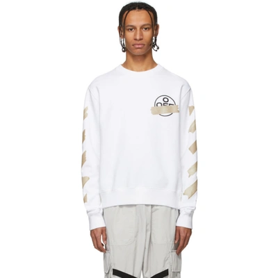 Off-white Tape Arrows Slim Crewneck Sweatshirt In White