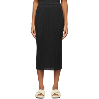 Issey Miyake Pleats Please By  Pleated Midi Skirt In Nero