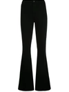 L Agence Spencer High-rise Velvet Flared Pants In Noir