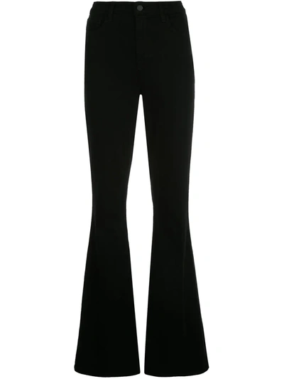 L Agence Spencer High-rise Velvet Flared Pants In Noir