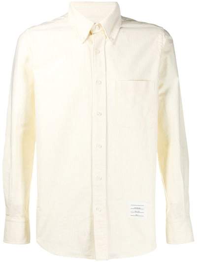 Thom Browne University Stripe Oxford Shirt In Yellow