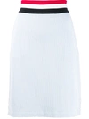 Thom Browne Rwb Waistband Seersucker Skirt In Blue