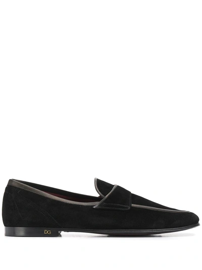 Dolce & Gabbana Contrast Trims Loafers In Black