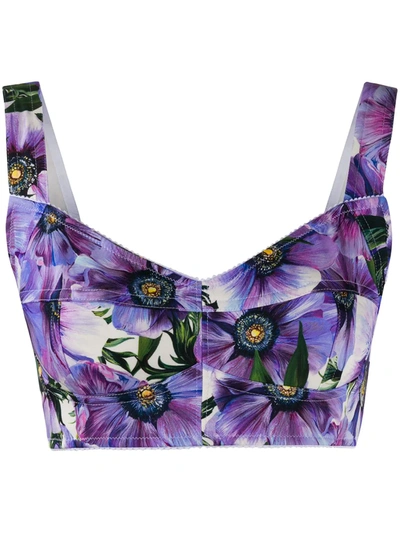 Dolce & Gabbana Floral Cropped Top In Purple