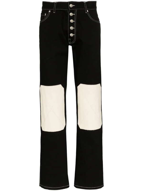 Linder Tube Knee Patch Straight Jeans In Black | ModeSens