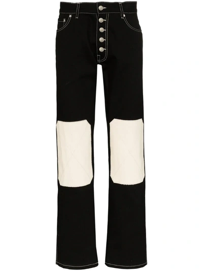 Linder Tube Knee Patch Straight Jeans In Black
