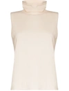 Ply-knits Sleeveless Turtleneck Cashmere Top In White