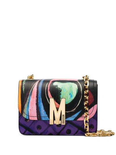 Moschino Swirl Print Shoulder Bag In Purple