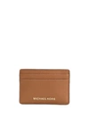 Michael Kors Pebbled-effect Leather Cardholder In Brown
